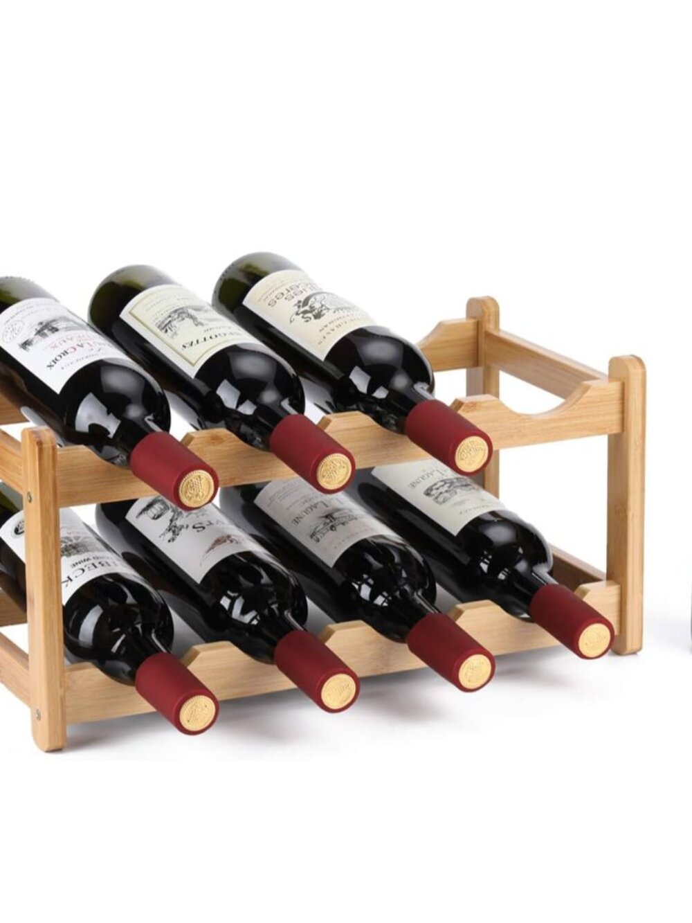 Wine Rack 8 Bottle 2-Tier Eco-Friendly Bamboo Wine Storage Easy-Assembly Space-S